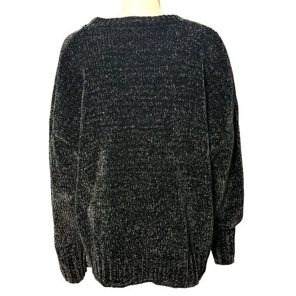 Seven7 Black Chenille Knit Sweater Soft Plush Crewneck Long Sleeve Warm Comfy XL - Picture 3 of 10